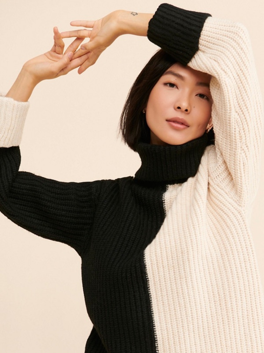 ANTHROPOLOGIE M 4th & Reckless Lyne Chunky Turtleneck Colorblock Sweater